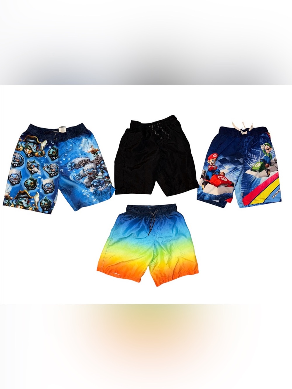 Summer Lot: Boys Swim Trunks Size 6/7 – 5 Pairs Mixed Brands